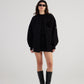 Alexa Black Oversize Bomber Jacket with Removable Rose Accessory