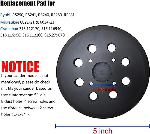 2PCS 5" Hook & Loop Sander Pad Fits Ryobi RS290 RS240 RS280 Ridgid