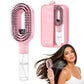Hair Brush with Water Spray, 2-in-1 Misting Detangler for Wet Dry Curly Hair, Liquid Spraying Styling Tool with Refillable Bottle and Waterproof Storage Bag, Portable Travel Hairbrush Set