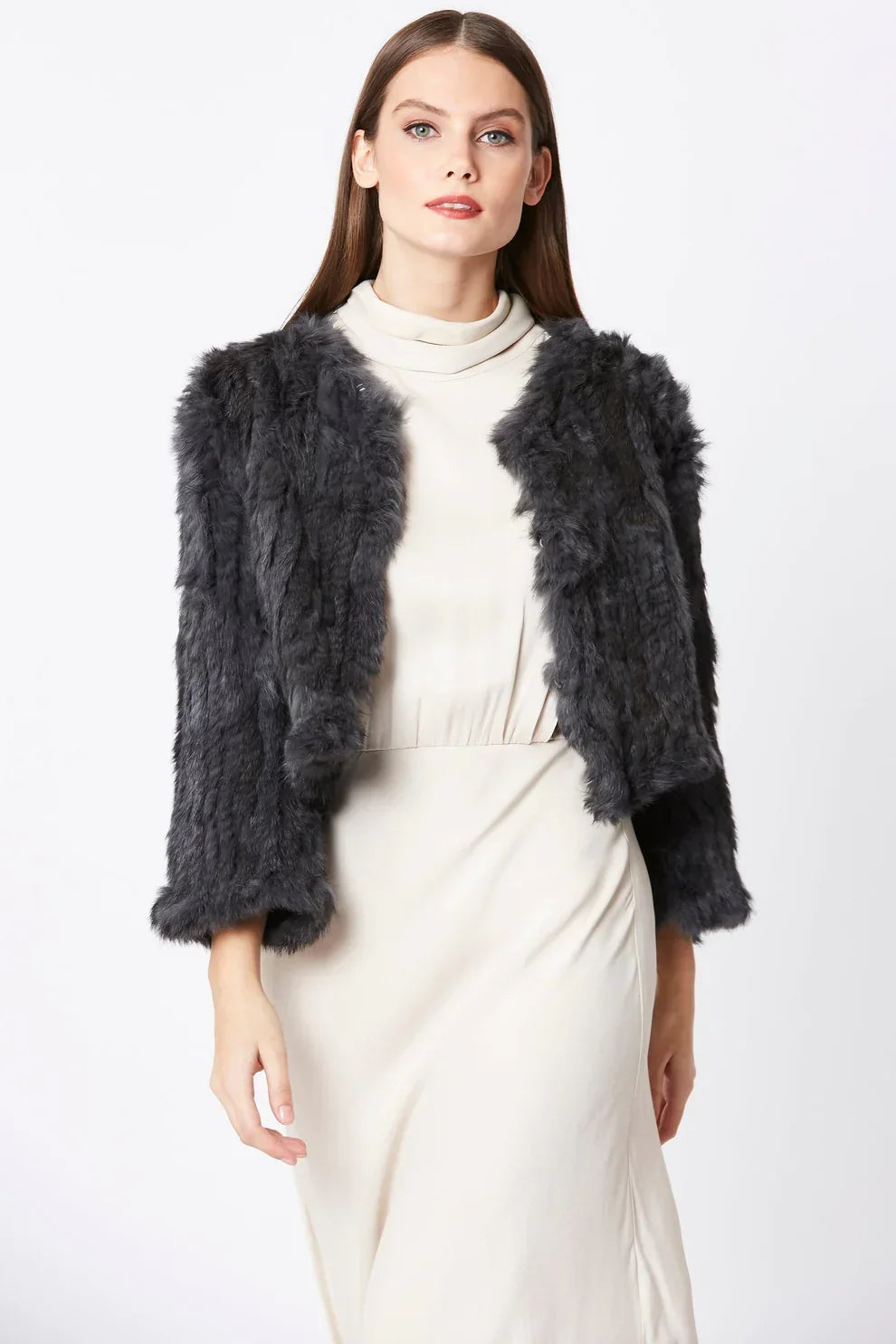 Grey Coney Fur Jacket