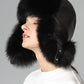 Black Genuine Arctic Fox Fur Sheepskin Hat
