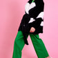 Black Eco Bamboo Faux Fur Coat with Love Heart Detailing