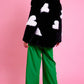 Black Eco Bamboo Faux Fur Coat with Love Heart Detailing