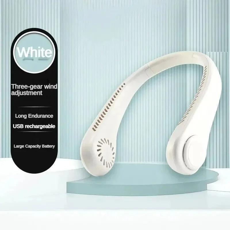 8000mAh USB Hanging Neck Fan Portable Bladeless Mini Rechargeable Mute LED Digital Display Electric Air Cooler Handheld