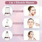 4-in-1 Rechargeable Electric Lady Shaver Set - Portable 500mAh Wet & Dry Painless Trimmer for Face, Nose, Legs & Underarms