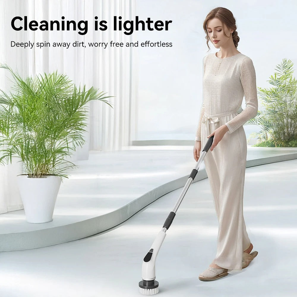 Electric Cleaning Brush 3-Gear Handheld Cordless Rotating Scrubber With Extended Handle Spin Scrubber For Bathroom Kitchen Floor